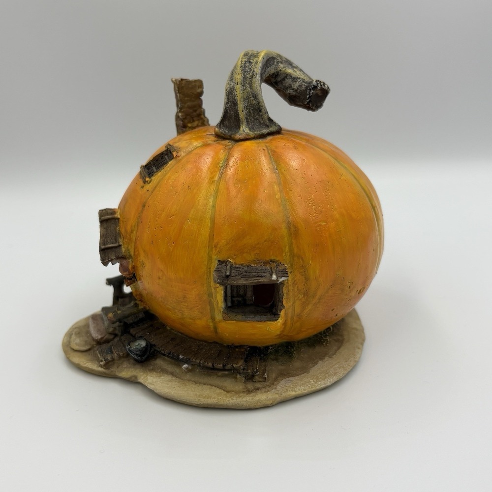 Miniature Orange Pumpkin Fairy House Garden Terrarium Fall Cottagecore Decor - Picture 4 of 6
